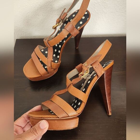 Marc By Marc Jacobs Strappy Platform Tan Sandals Size 6.5 - Picture 8 of 9
